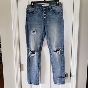 KanCan Claire Mid-rise  Boyfriend Jeans Distressed Vintage Look